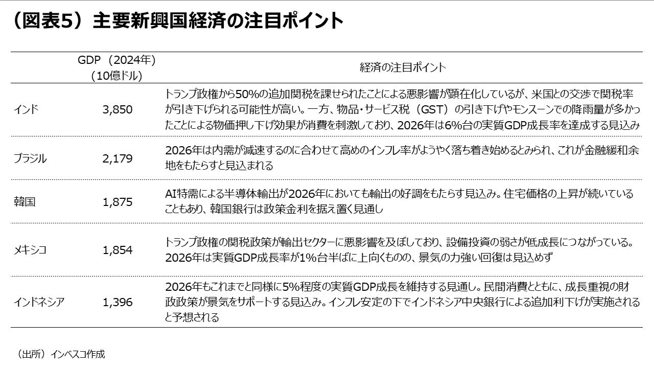 （図表5）主要新興国経済の注目ポイント